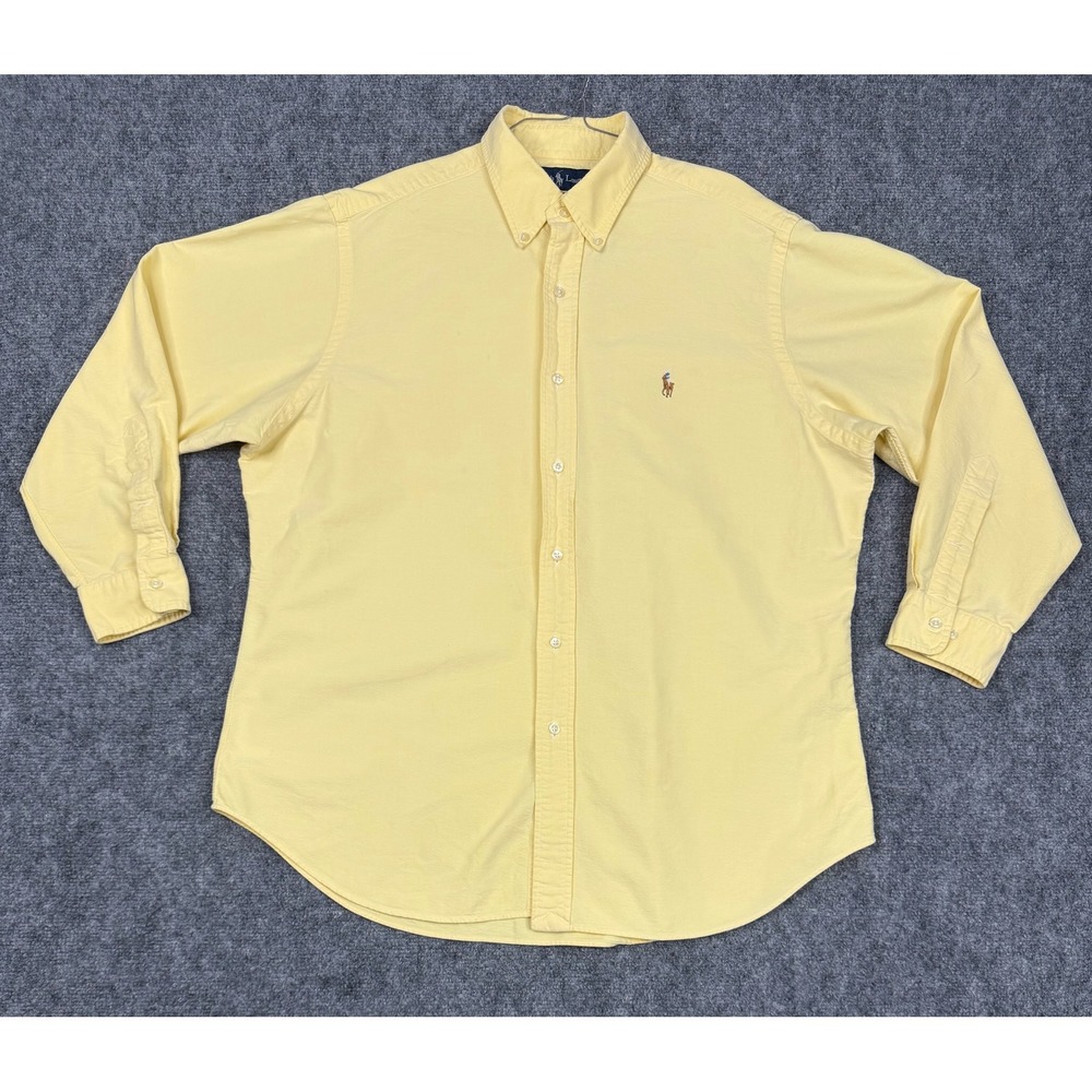 Ralph Lauren Mens Yellow Oxford Button Down Shirt Classic Fit 16.5 32/33 L